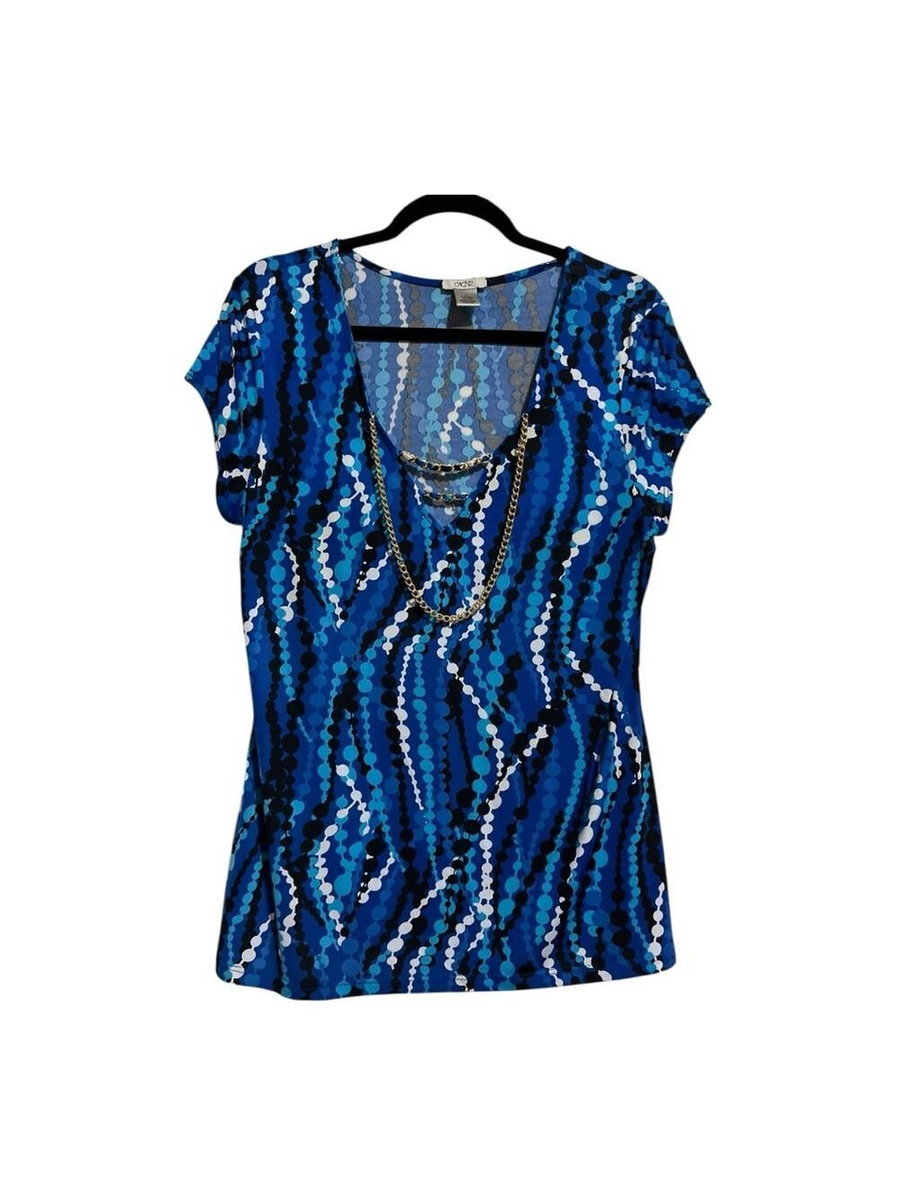 EUC Cache Top Blue Patterned Women’s Size LG